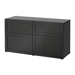 BESTÅ, storage combination with drawer runner, soft-closing, Black-brown / Hanviken black-brown
