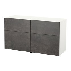 BESTÅ, storage combination with drawer runner, soft-closing, White / Kallviken light grey concrete effect