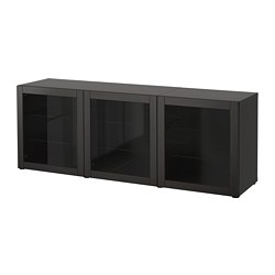 BESTÅ, storage combination with doors, Black-brown / Sindvik black-brown clear glass