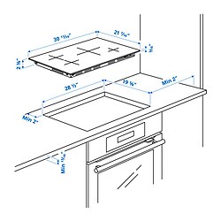 Measurement Illustration - HIDINGSTA induction cooktop