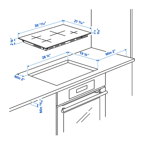 Measurement Illustration - HIDINGSTA induction cooktop