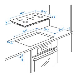 Measurement Illustration - NEDERSTA induction cooktop