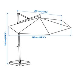 Measurement Illustration - HISSÖ umbrella, hanging