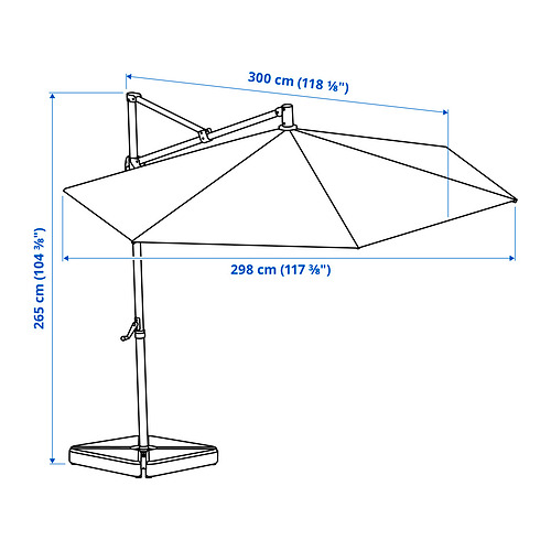 HISSÖ hanging umbrella with base