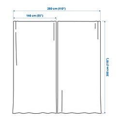 Ilustración de medidas - LENDA cortinas con alzapaños, 2 unidades