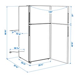 Measurement Illustration - OLOFSFORS top-freezer refrigerator