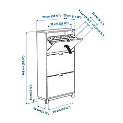 Ilustración de medidas - STÄLL zapatero con 3 compartimentos
