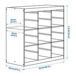 Ilustración de medidas - TROFAST combinación almacenaje con baldas