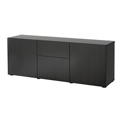 BESTÅ, storage combination with drawer runner, push-open, Black-brown / Lappviken black-brown
