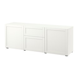 BESTÅ, storage combination with drawer runner, push-open, White / Hanviken white