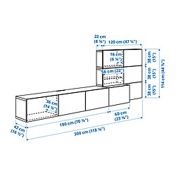 Ilustración de medidas - BESTÅ Mueble TV