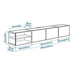 Measurement Illustration - BESTÅ TV bench with doors