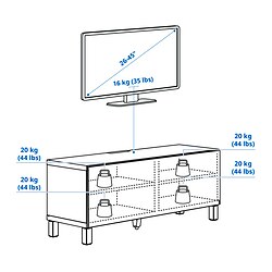 Ilustración de medidas - BESTÅ mueble TV con puertas