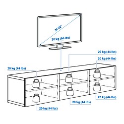 Ilustración de medidas - BESTÅ mueble TV con puertas