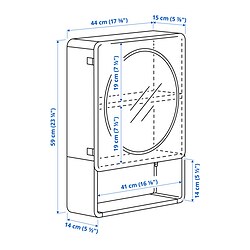 Measurement Illustration - IVÖSJÖN mirror cabinet with 1 door