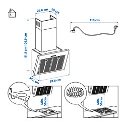 Ilustración de medidas - BEMÖTA extractor de pared