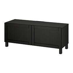 BESTÅ, TV bench with doors, Black-brown / Hanviken black-brown