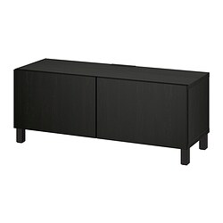 BESTÅ, TV bench with doors, Black-brown / Lappviken black-brown