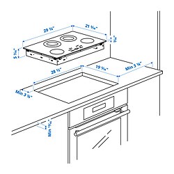 Measurement Illustration - FROMMESTA glass ceramic cooktop