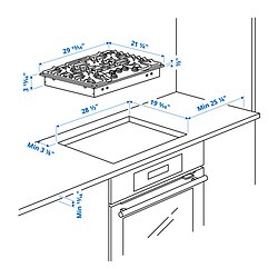 Measurement Illustration - NORREDSTA gas cooktop