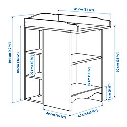 Ilustración de medidas - SMÅGÖRA cambiador/librería 2 blda