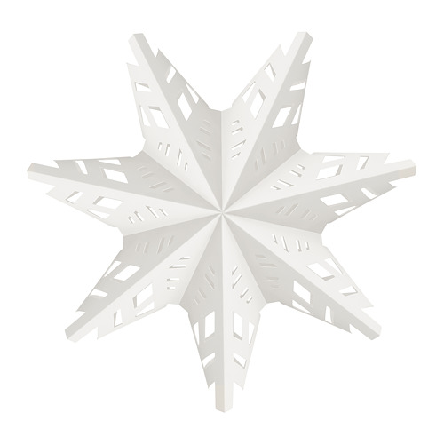 Lámpara STRÅLA, blanca, forma de copo de nieve en 3D. Fabricado en cartón, policarbonato, acero inoxidable.