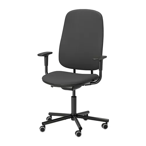 IKEA La Palma - SMÖRKULL office chair with armrests, Gräsnäs dark grey