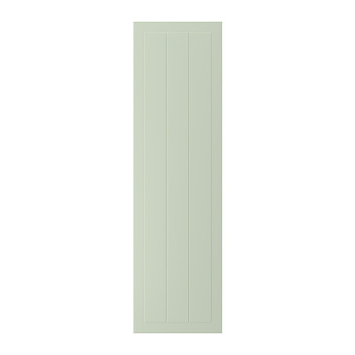 Puerta STENSUND en color verde con diseño ranurado, rectangular, fabricada en tablero de fibra.