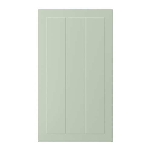 Esta imagen muestra una puerta de armario STENSUND verde con paneles verticales. Forma de rectángulo, diseño sencillo.