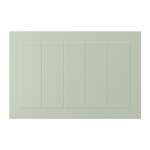 Frentes de armario STENSUND, de color verde claro con paneles ranurados, de tablero de fibra, de forma rectangular.