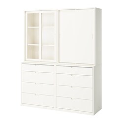 TONSTAD, vitrina con cajones, Hueso / vidrio