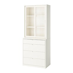 TONSTAD, vitrina con cajones, Hueso / vidrio