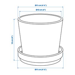 Measurement Illustration - KLOTLÖNN plant pot with saucer