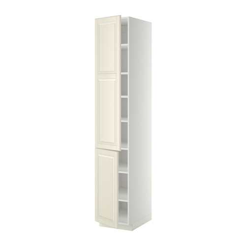 Mueble de cocina Ikea METOD en blanco roto con estantes.