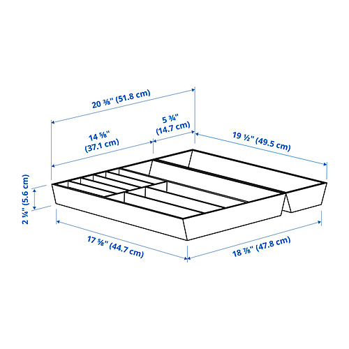Measurement Illustration - UPPDATERA flatware tray/utensil tray