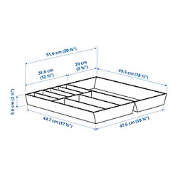 Ilustración de medidas - UPPDATERA bandeja para cubiertos y utensilios