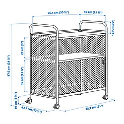 Measurement Illustration - NÅLMAKARE cabinet on casters