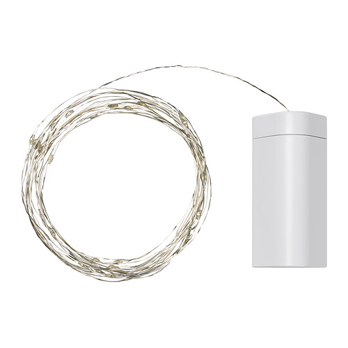Guirnalda de luces plateadas STRÅLA con caja de baterías, decorativas, de bajo consumo.
