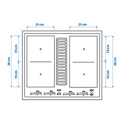 Ilustración de medidas - TÄCKNAN Placa inducción con extractor integrado
