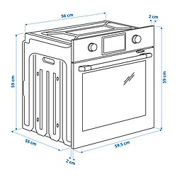 Ilustración de medidas - STENABY horno con ventilador aire forzado