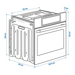 Ilustración de medidas - STENABY horno con ventilador aire forzado