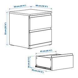 Measurement Illustration - STORKLINTA bedside table