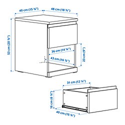 Measurement Illustration - STORKLINTA bedside table
