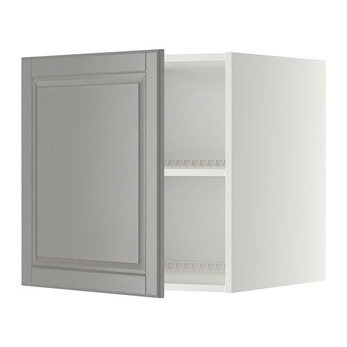 Un mueble de cocina METOD gris claro de una sola puerta, con bordes biselados y diseño cuadrado.