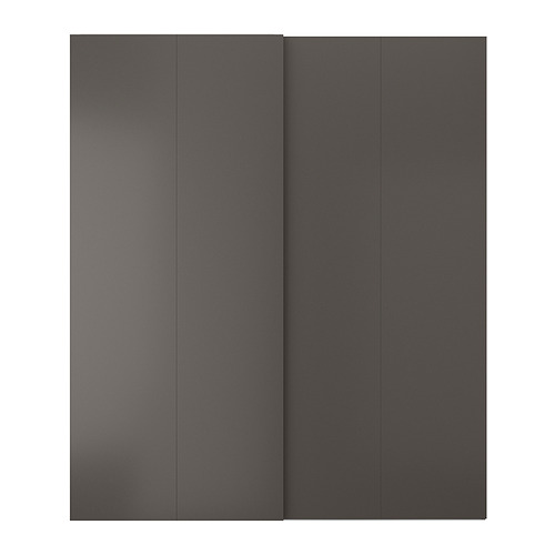 Puerta corredera HASVIK: negro mate, rectangular con superficie lisa.
