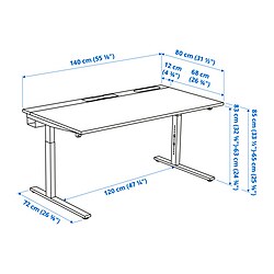 Measurement Illustration - MITTZON desk