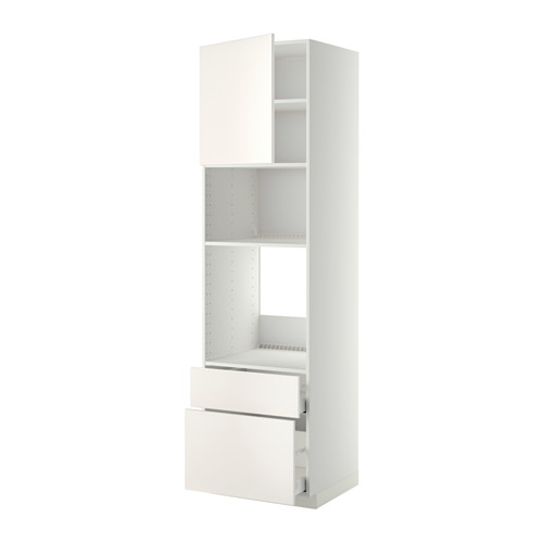 Mueble de cocina METOD blanco con cajones y estantes.