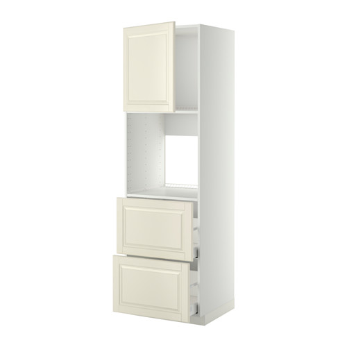 Mueble de cocina METOD en color blanco roto con bordes biselados, con mueble y dos cajones, diseño alto y esbelto.