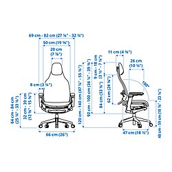 Ilustración de medidas - BÄSTBOLL silla gaming
