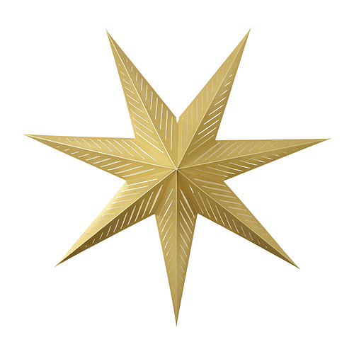 Pantalla en forma de estrella de color dorado, diseño 3D con patrones intrincados, elaborada con elementos de cartón y metal.